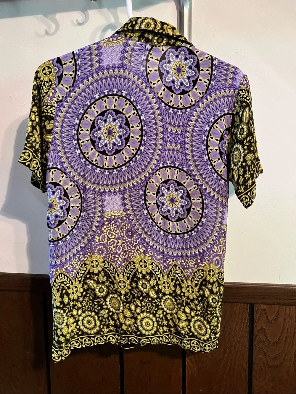 Earthbound Trading co. size S Boho Mandala Rayon button up shirt.